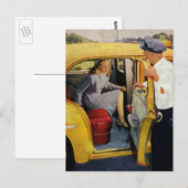  bedrijf, taxichauffeur taxi briefkaart (Voorkant / Achterkant)