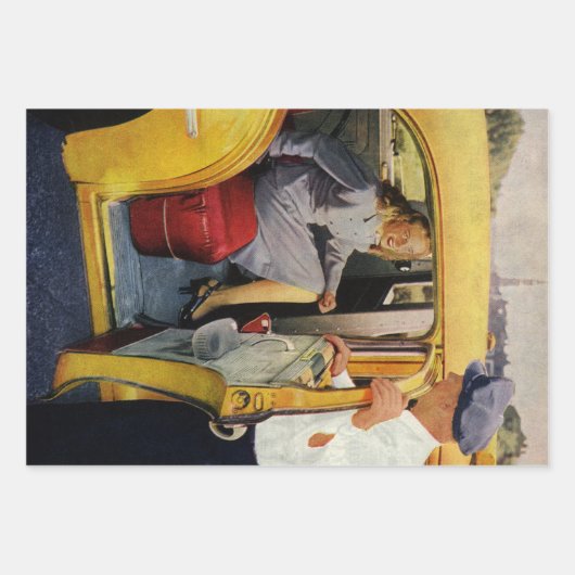 bedrijf, taxichauffeur taxi inpakpapier vel (Voorkant 3)