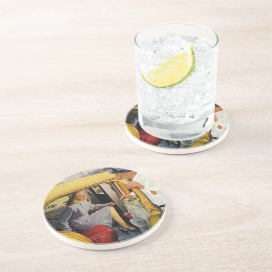  bedrijf, taxichauffeur taxi zandsteen onderzetter (Zijkant)