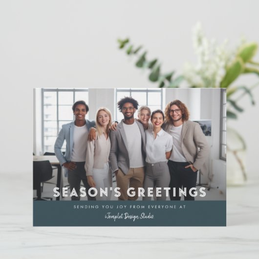 Bedrijf Team Foto Kerstmis Bedrijf Feestdagenkaart (Staand voorkant)