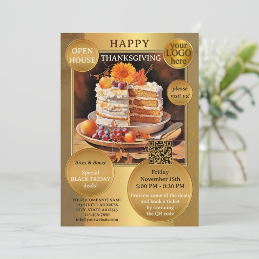 Bedrijf Thanksgiving Black Friday Open Huis Kaart (Staand voorkant)