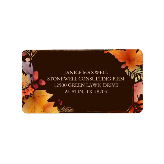 Bedrijf Thanksgiving Brown verlaat retouradres Etiket (Voorkant)