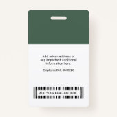 Bedrijf toevoegen Logo Medewerker Foto ID Barcode  Badge (Achterkant)