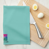 Bedrijf Upload Logo Naam Sjabloon Licht Blauwgroen Theedoek (Quarter Fold)