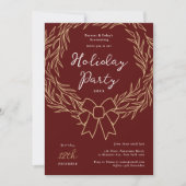 Bedrijf Vakantie Partij Rood & Gouden Krans Zakeli Kaart (Voorkant)