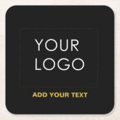  bedrijf voegt Logo modern zwart toe Kartonnen Onderzetters (Voorkant)