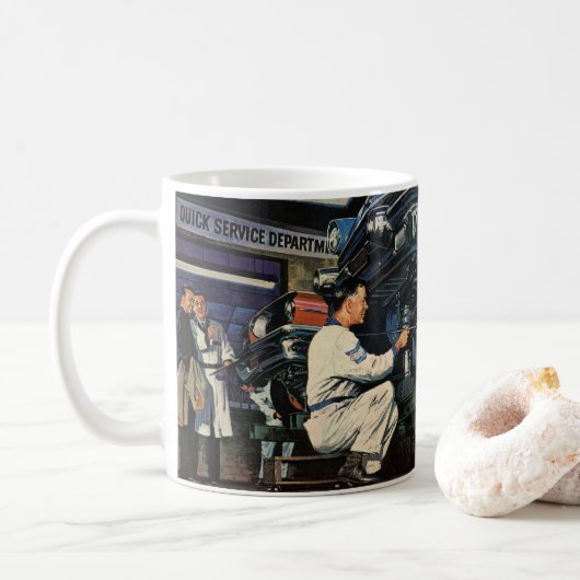 Bedrijf voor het repareren van oldtimers Auto mont Koffiemok (Met donut)