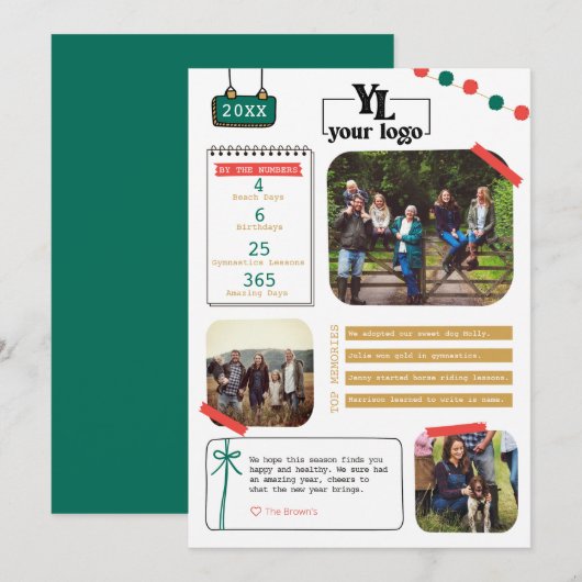 Bedrijf Wat een jaar in de Vakantiekaart van de Re Feestdagenkaart (Voorkant / Achterkant)