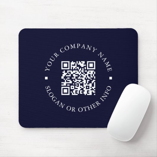 Bedrijf Website Link QR Code Navy Blue Business Muismat (Met muis)
