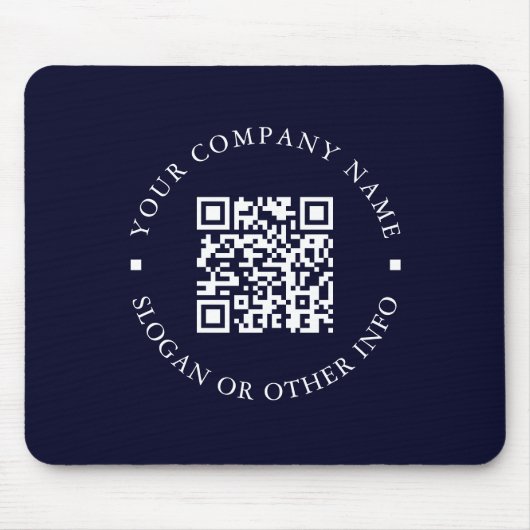 Bedrijf Website Link QR Code Navy Blue Business Muismat (Voorkant)