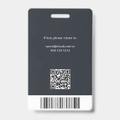 Bedrijf Werknemer Foto ID QR Code Grijs Badge (Achterkant)