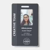 Bedrijf Werknemer Foto ID QR Code Grijs Badge (Voorzijde)