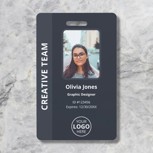 Bedrijf Werknemer Foto ID QR Code Grijs Badge