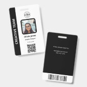 Bedrijf Werknemer Foto ID QR Code Zwart Badge (Voor- en achterkant)