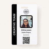 Bedrijf Werknemer Foto ID QR Code Zwart Badge (Voorkant)