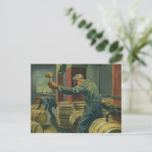 bedrijf, wijn die kurkwijn maakt briefkaart (Staand voorkant)