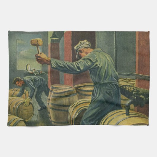 bedrijf, wijn die kurkwijn maakt theedoek (Horizontaal)