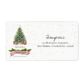 Bedrijf Witte Nep Roze Glitter Prettig Kerstfeest Etiket (Voorkant)