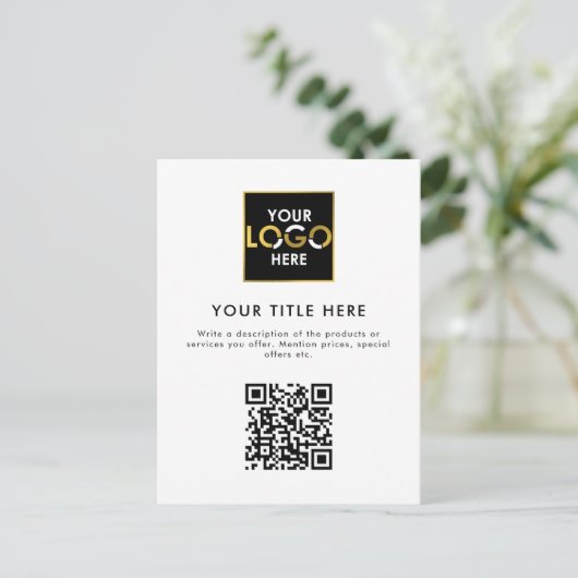 Bedrijf Zakelijk Bedrijf Logo QR Code & Tekst Briefkaart (Staand voorkant)