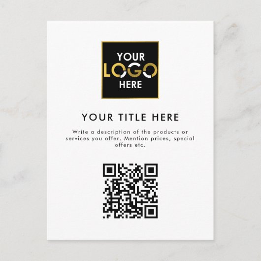 Bedrijf Zakelijk Bedrijf Logo QR Code & Tekst Briefkaart (Voorkant)