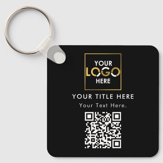 Bedrijf Zakelijk Bedrijf Logo QR Code & Tekst Sleutelhanger (Voorkant)