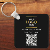Bedrijf Zakelijk Bedrijf Logo QR Code & Tekst Sleutelhanger (Voorkant)