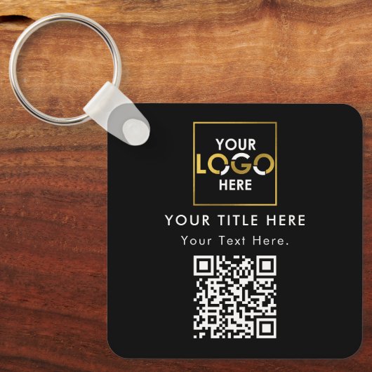 Bedrijf Zakelijk Bedrijf Logo QR Code & Tekst Sleutelhanger (Voorkant)