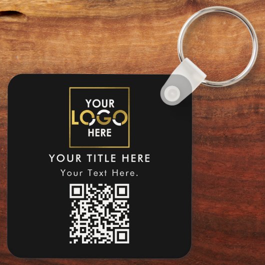 Bedrijf Zakelijk Bedrijf Logo QR Code & Tekst Sleutelhanger (Achterkant)