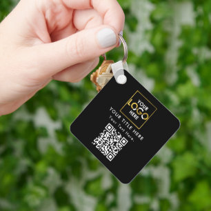 Bedrijf Zakelijk Bedrijf Logo QR Code & Tekst Sleutelhanger