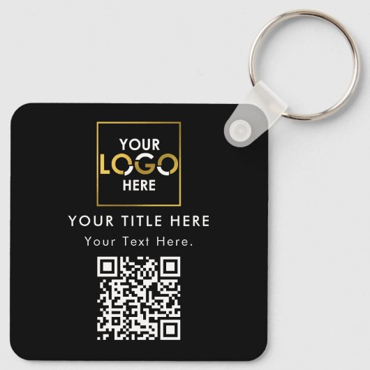 Bedrijf Zakelijk Bedrijf Logo QR Code & Tekst Sleutelhanger (Achterkant)