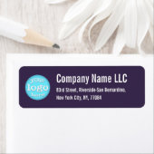 Bedrijf Zakelijk Logo Donker Paarse Retouradres Etiket (Insitu)