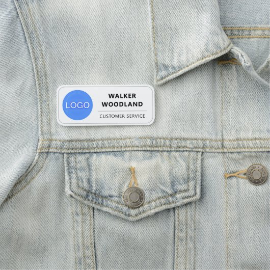 Bedrijf Zakelijke Logo, Custom Clean White Medewer Naamplaatje (In situ)