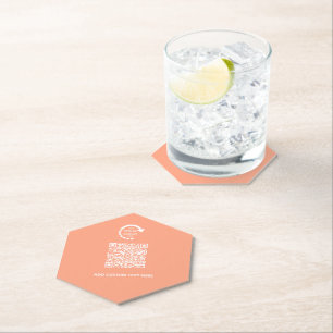 Bedrijf Zakelijke Logo QR Code Peachy Coral Kartonnen Onderzetters