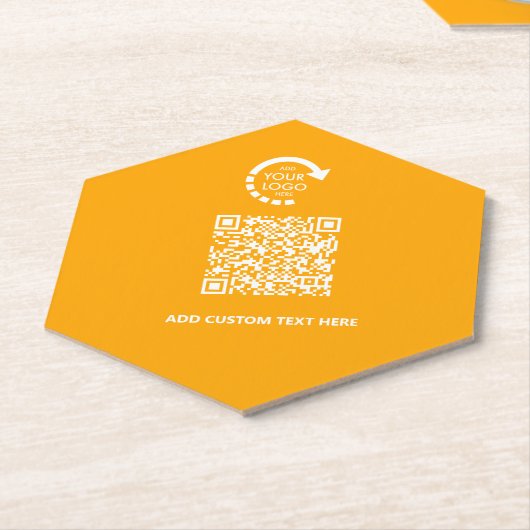 Bedrijf Zakelijke Logo QR Code | Retro goud Kartonnen Onderzetters (Schuin)
