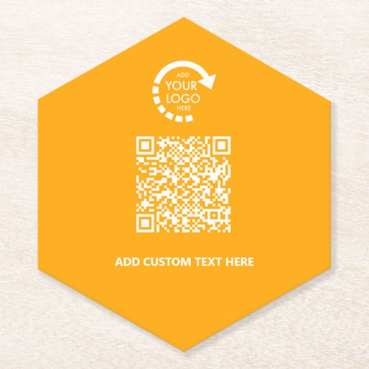 Bedrijf Zakelijke Logo QR Code | Retro goud Kartonnen Onderzetters (Voorkant)