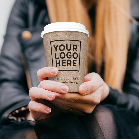 Bedrijf Zakelijke Logo Stijlvolle rustieke Kraft Papieren Bekers