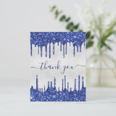 BEDRIJF zilverblauw glitter dank u (Staand voorkant)