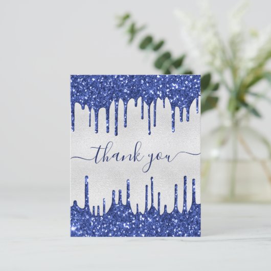 BEDRIJF zilverblauw glitter dank u (Staand voorkant)