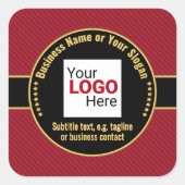 Bedrijf zwart, goud, rood - professionele indruk vierkante sticker (Voorkant)