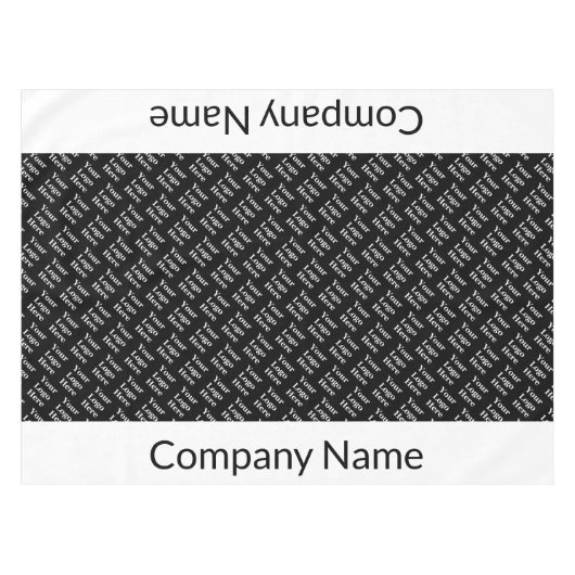 Bedrijf Zwart-wit Logo Patroon Bedrijfsnaam Tafelkleed (Voorkant (Horizontaal))
