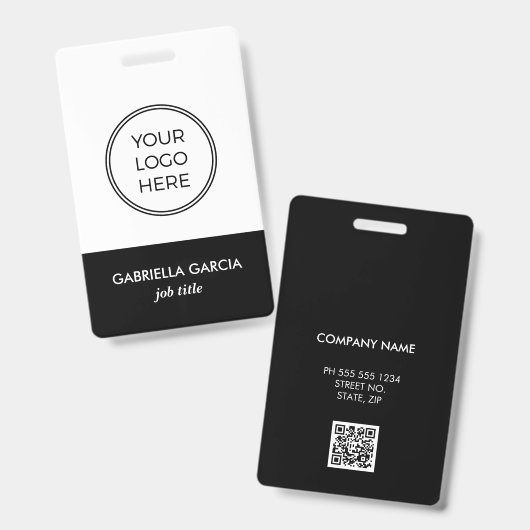 Bedrijfs Black Logo Personeels ID-badge Badge (Voor- en achterkant)