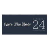 Bedrijfs Blauw sparen de Datum Grauwe Zilver Tekst Reclamekaart (Voorkant)