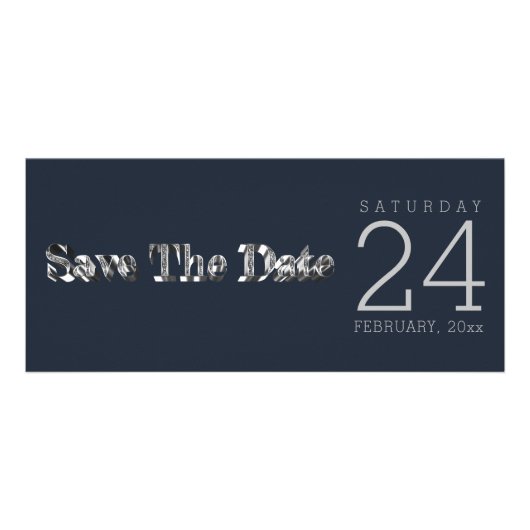 Bedrijfs Blauw sparen de Datum Grauwe Zilver Tekst Reclamekaart (Voorkant)