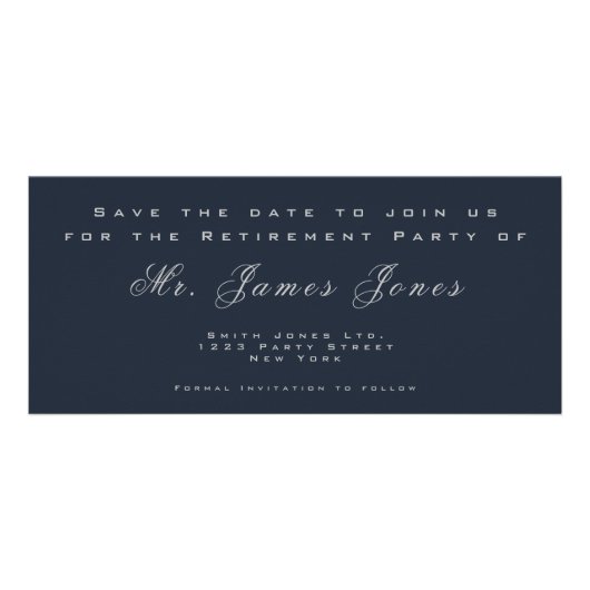 Bedrijfs Blauw sparen de Datum Grauwe Zilver Tekst Reclamekaart (Achterkant)