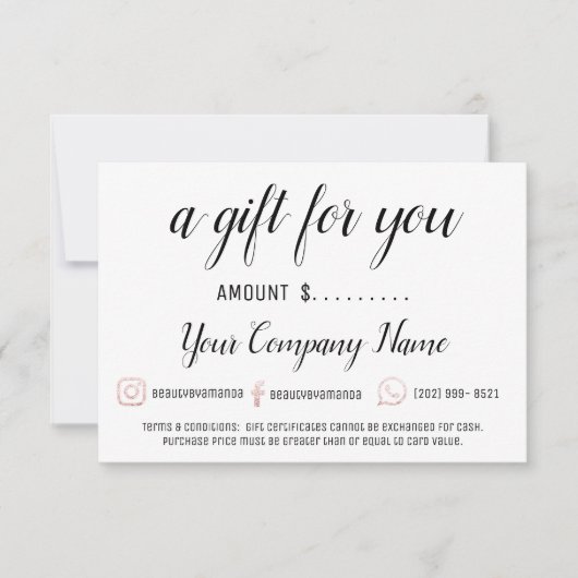 Bedrijfs Cadeaucertificaat Eenvoudig Moderne Socia (Voorkant)