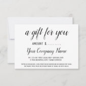 Bedrijfs Cadeaucertificaat eenvoudig Moderne Zwart (Voorkant)