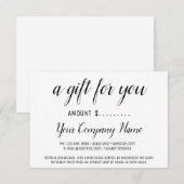 Bedrijfs Cadeaucertificaat eenvoudig Moderne Zwart (Voorkant / Achterkant)