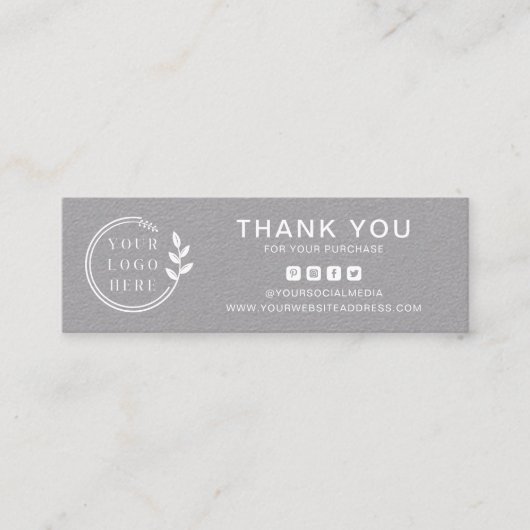 Bedrijfs Dank u Aangepaste Logo Sociale Media Mini Visitekaartje (Voorkant)