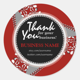 Bedrijfs Dank u Bold Red + Silver sticker