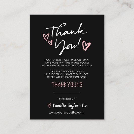 Bedrijfs Dank u & Code van de Korting | Modern  Klantenkaartje (Voorkant)